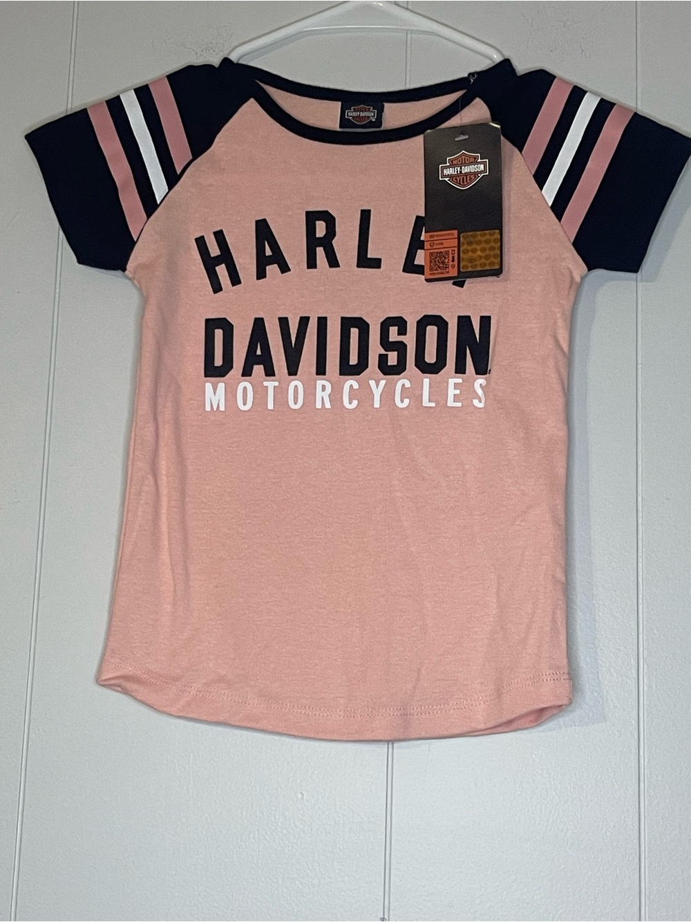 Harley-Davidson Pink and Black Girls' Logo Raglan Tee